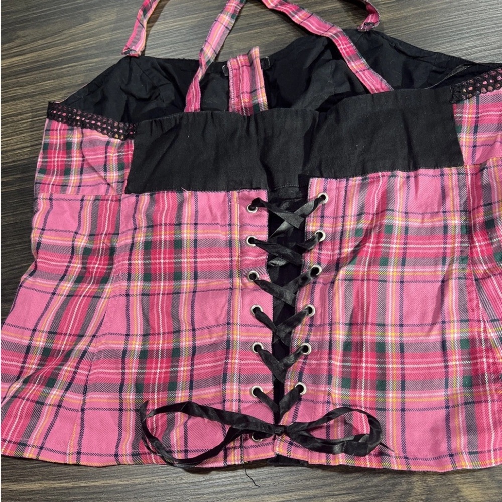 Tripp NYC Vintage Hot Pink And Black  Plaid Corset Size 2 Y2K - Picture 10 of 11